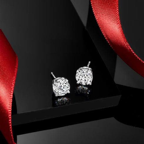 Brilliant Cut 18K White Gold Plated Cubic Zirconia Men Women Solitaire Earrings